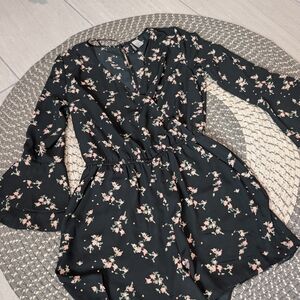 Floral Black Romper
